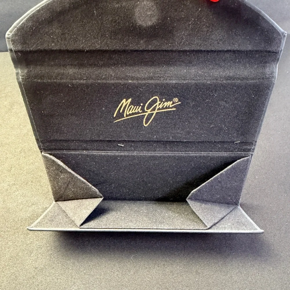 Maui Jim Sunglasses Case Set 2 Black Folding Hard Case Tropical Cleaning Cloth